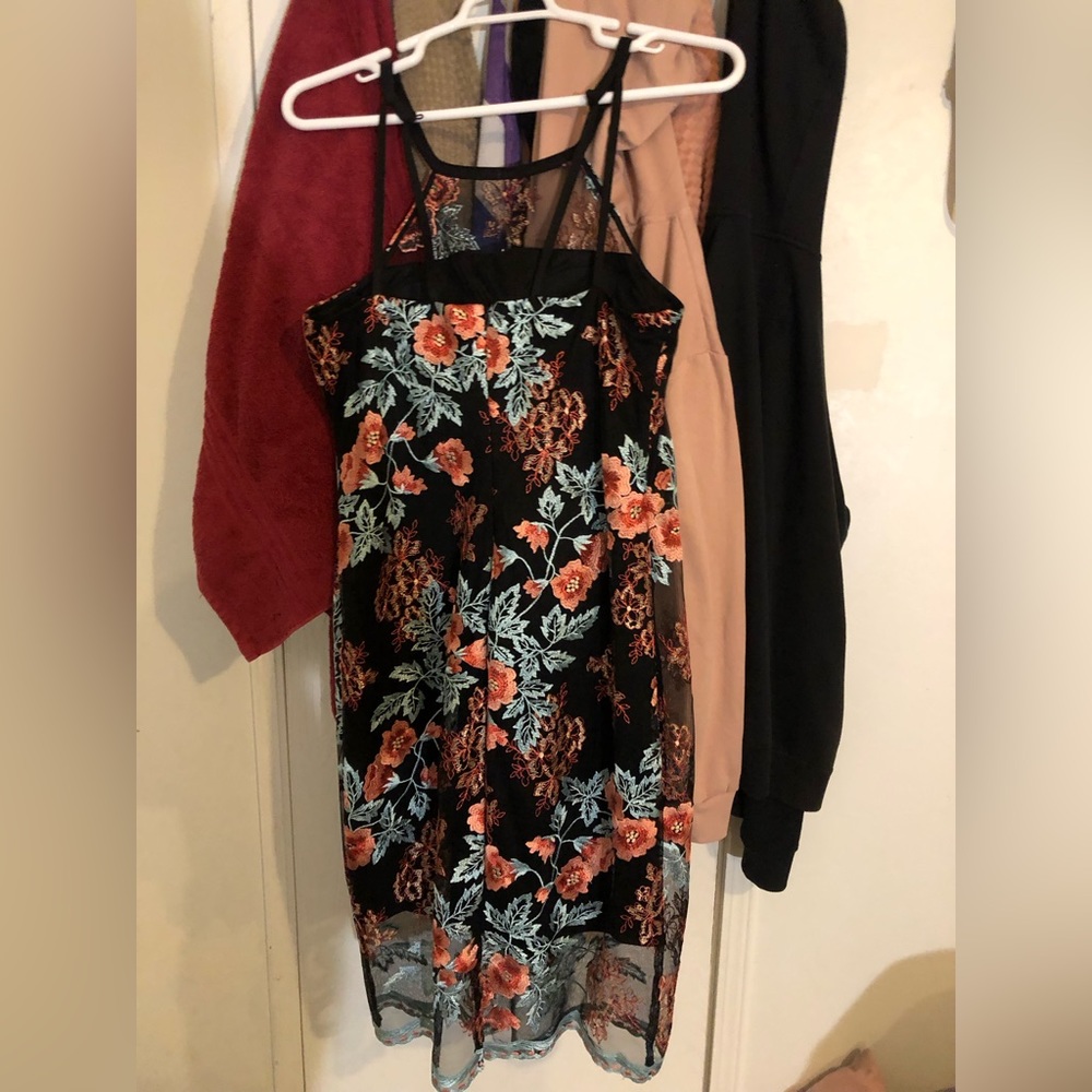 Midi length black dress